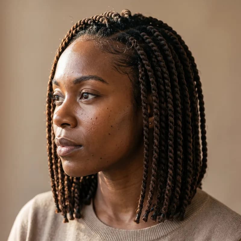 Senegalese Twists — Shoulder length — protective style done at TF Loft Beauty in Gaithersburg, MD