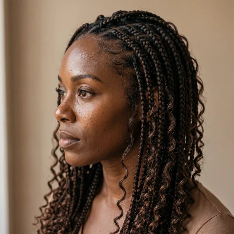 Boho Knotless Braids styled at TF Loft Beauty in Gaithersburg, MD